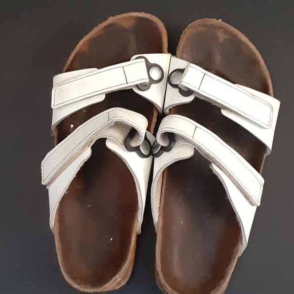 Birkenstock Shoes | Birkenstock Birkis White 2 Velcro Strap Sandals | Poshmark